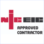 NICEIC Approved Contractor logo, showcasing Testar's certified status for exceptional electrical testing and fire compliance services in London and the Home Counties.